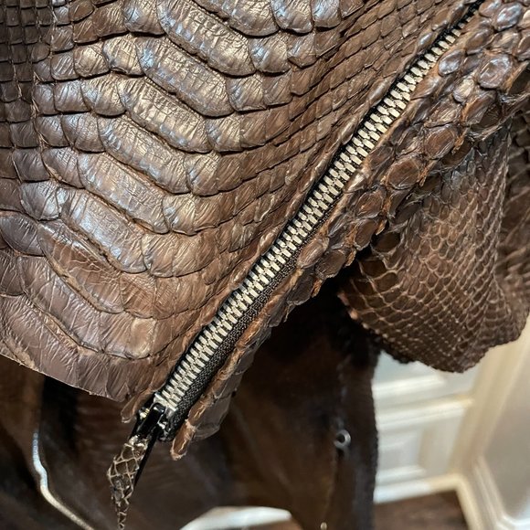 GUCCI Python Snakeskin Leather Mens Motorcycle Jacket med large - Picture 5 of 11